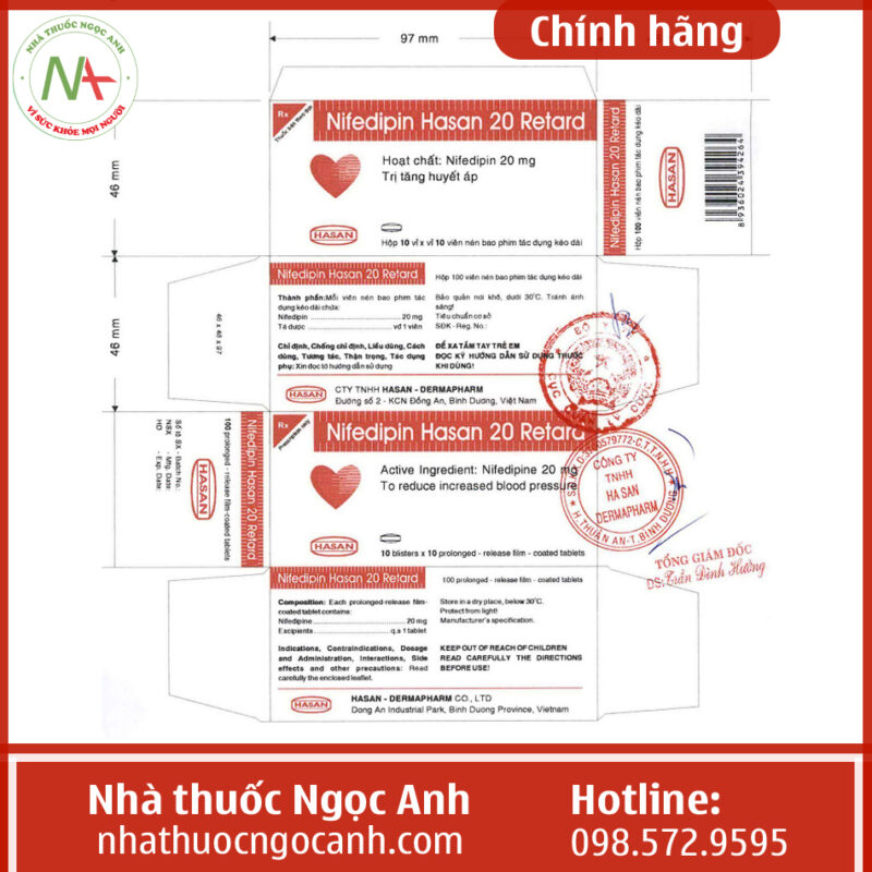 Thuốc Nifedipin Hasan 20 Retard là thuốc gì giá bao nhiêu mua ở đâu