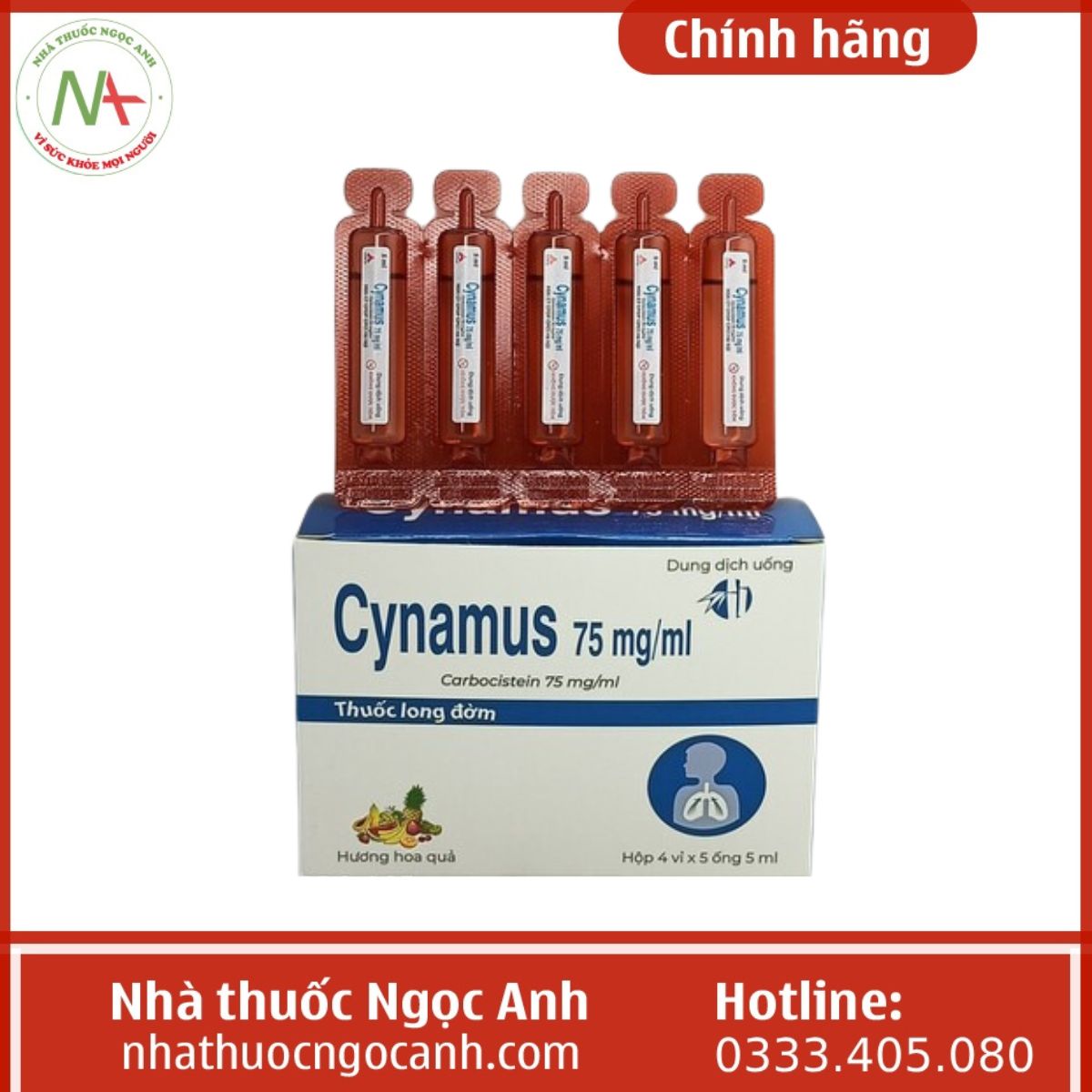 Thuốc long đờm Cynamus 75mg ml giá bao nhiêu có phải kháng sinh không