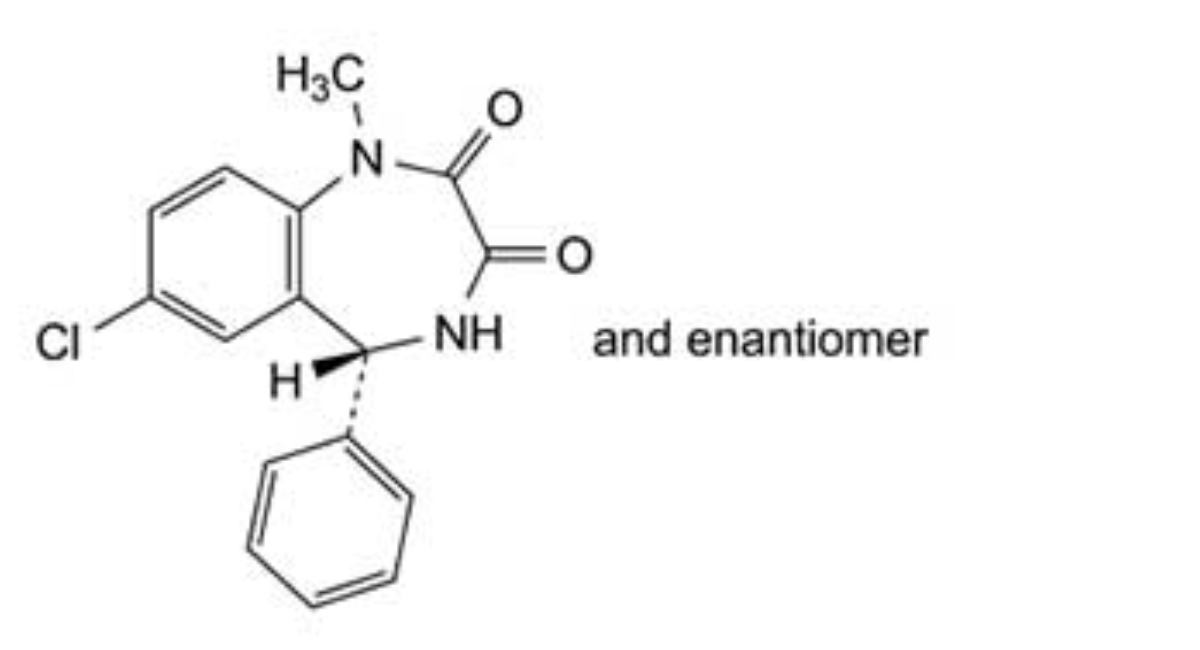F. (5RS)-7-chloro-1-methyl-5-phenyl-4,5-dihydro-1H-1,4-benzodiazepine-2,3-dione,
