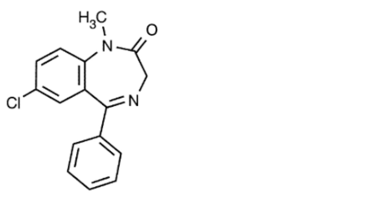 H. 7-chloro-1-methyl-5-phenyl-1,3-dihydro-2H-1,4-benzodiazepin-2-one (diazepam)