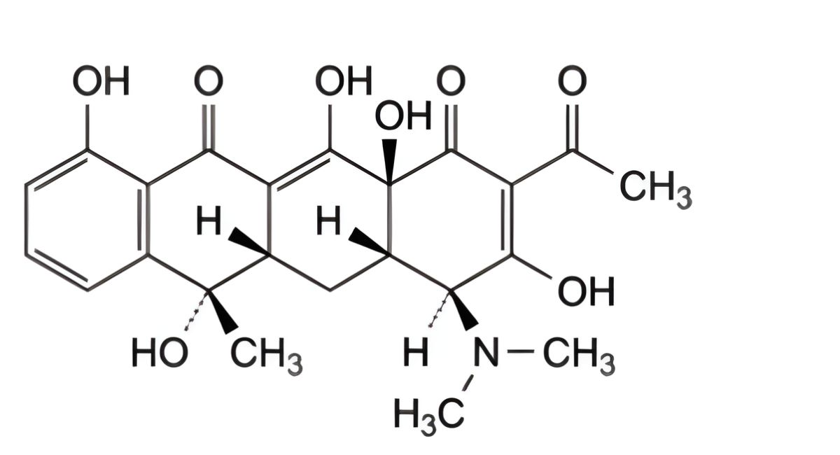 B. (4S,4aS,5aS,6S,12aS)-2-acetyl-4-(dimethylamino)-3,6,10,12,12a-pentahydroxy-6-methyl-4a,5a,6,12a tetrahydrotetracene-1,11(4H,5H)-dione (2-acetyl-2-decarbamoyltetracycline), 