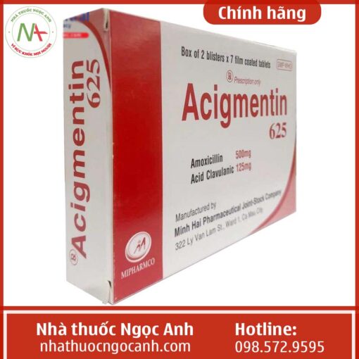 Hộp thuốc Acigmentin 625