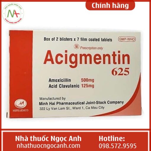 Hộp thuốc Acigmentin 625