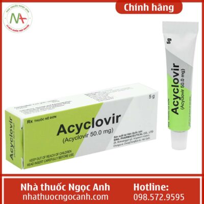 Hộp thuốc Acyclovir Cream Sinil 5g