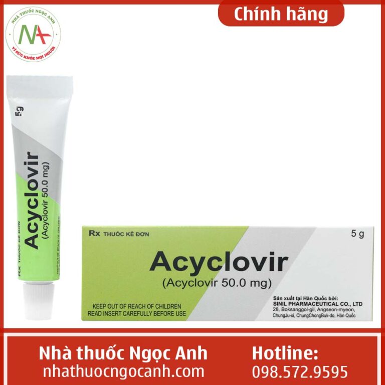 Hộp thuốc Acyclovir Cream Sinil 5g