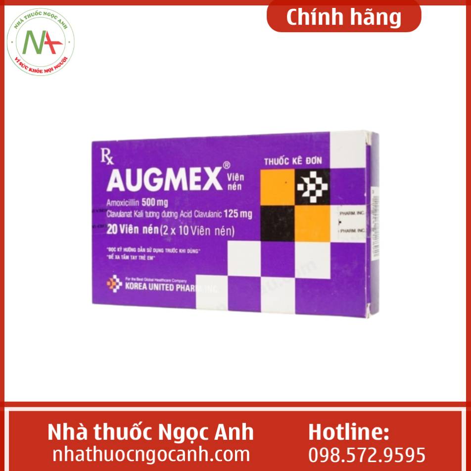 Augmex là thuốc kháng sinh, được sử dụng trong điều trị nhiễm khuẩn ở cả người lớn và trẻ em. Thuốc được sản xuất bởi thương hiệu Korea United Pharm Inc.