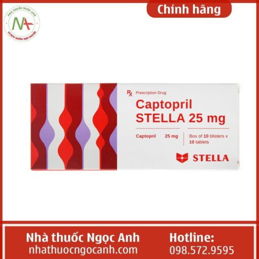 Thuốc điều trị tăng huyết áp Captopril 25mg chính hãng STADA