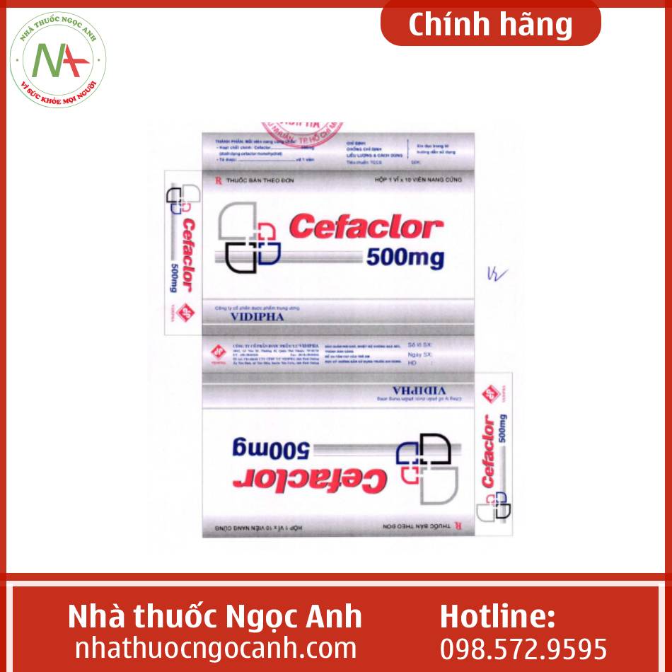 Mẫu hộp Bao bì Cefaclor 500mg VIDIPHA