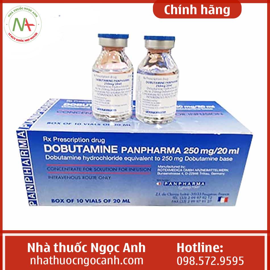 Hình ảnh hộp và chai thuốc Thuốc Dobutamine Panpharma 250mg/20ml