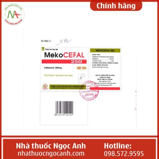 Mẫu nhãn thuốc Mekocefal 250mg (1)