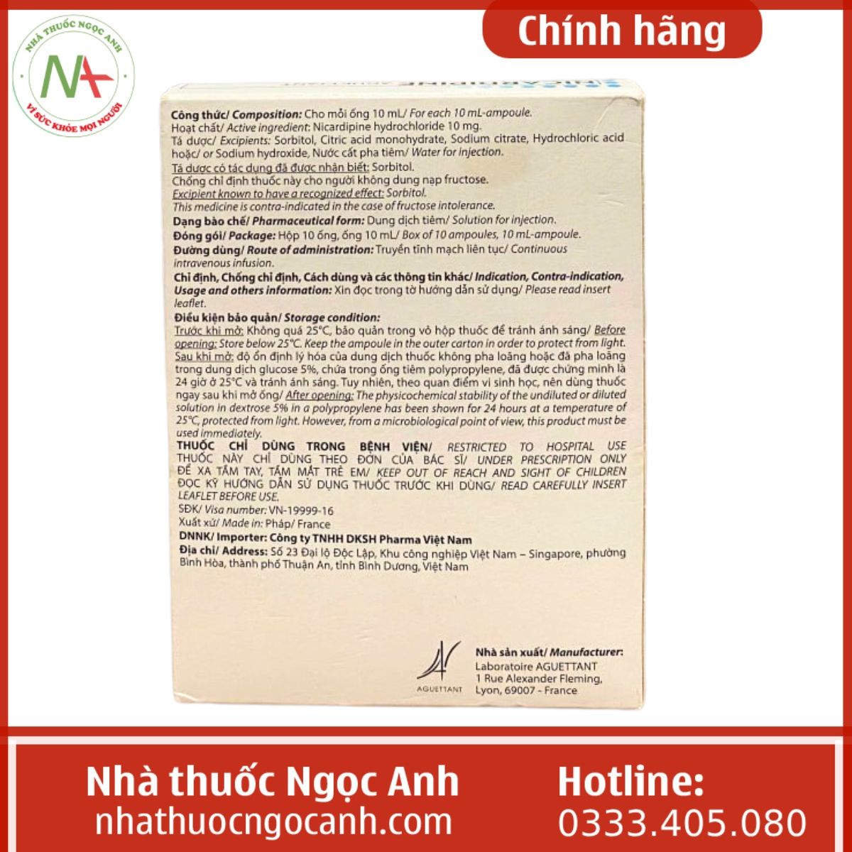 thuốc Nicardipine-Aguettant-10mg-10ml