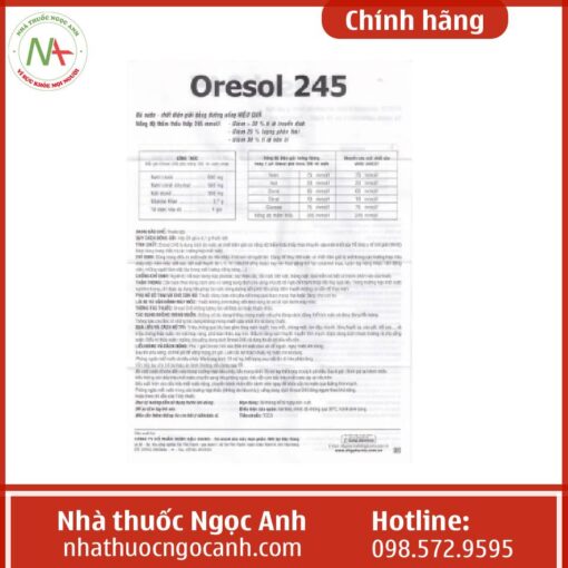 Tờ hướng dẫn sử dụng thuốc Oresol 245
