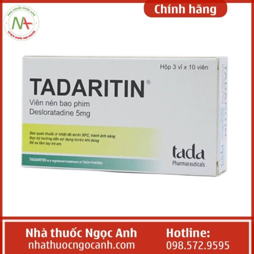 Hình ảnh hộp thuốc Tadaritin khi chụp chéo