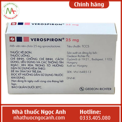 Hộp thuốc Verospiron 25 mg