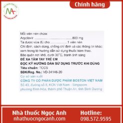 Hình ảnh hộp thuốc Acyclovir Boston 800