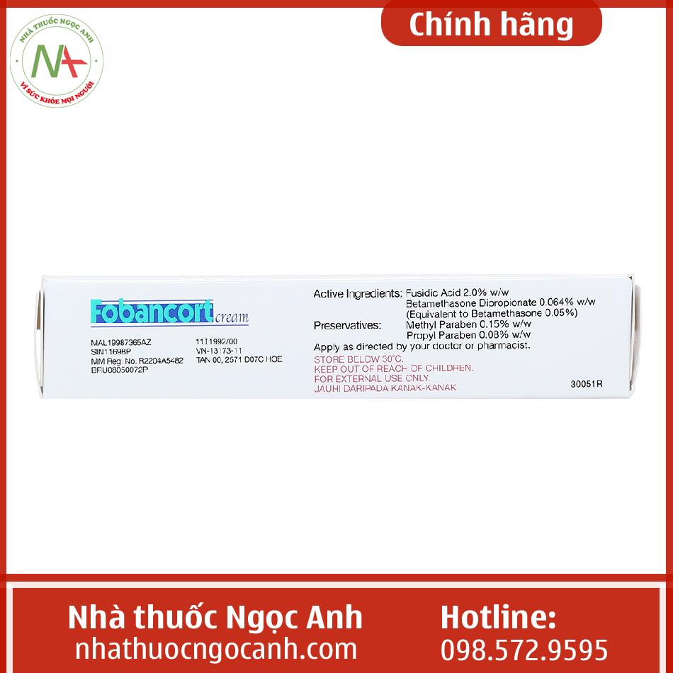 Hình ảnh hộp thuốc Fobancort Cream 5g