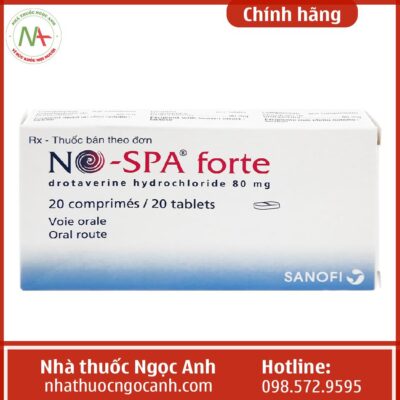 No-Spa Forte 80mg giảm đau do co thắt tiêu hóa (2 vỉ x 10 viên)