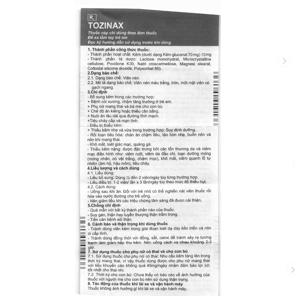 Thuốc Tozinax 10mg: Công dụng, liều dùng, tác dụng phụ, giá bán