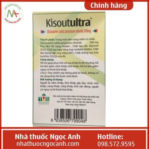 Sản phẩm Kisotultra Glucosamin 500 mg có thành phần gì