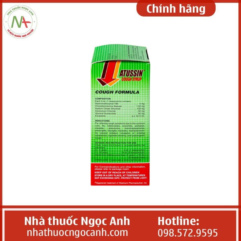 Thuốc ho Siro Atussin 60ml liều dùng, giá bao nhiêu, mua ở đâu?