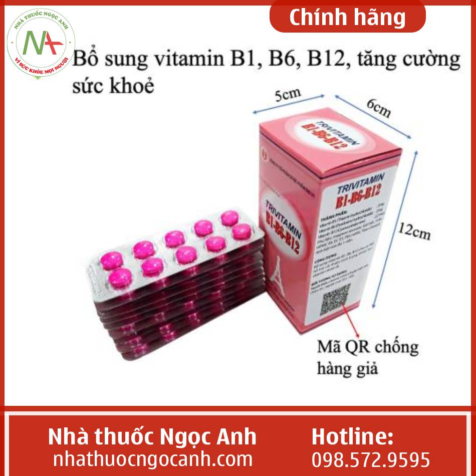 Sản phẩm Trivitamin B1- B6 - B12: Công dụng, liều dùng