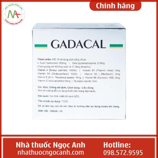 Liều dùng Gadacal