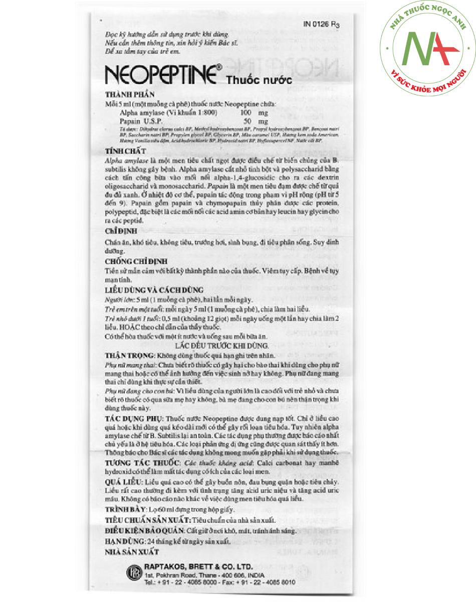 Hướng dẫn sử dụng Neopeptine