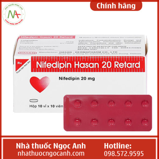 Hộp thuốc Nifedipin Hasan 20 Retard