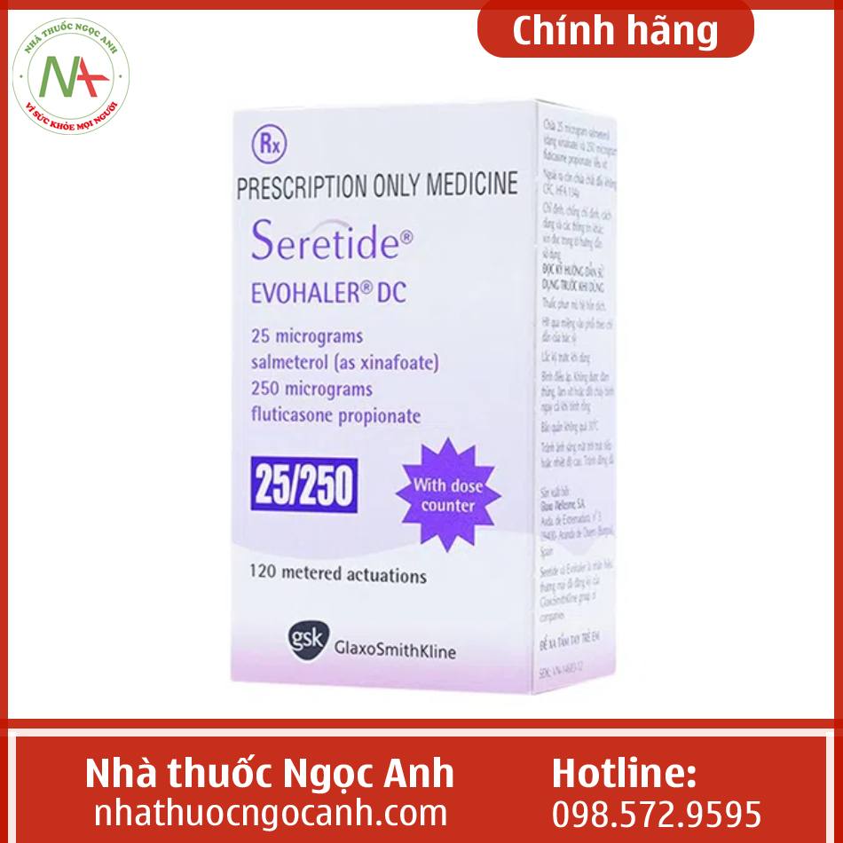 Mặt trước hộp Seretide Evohaler DC 25/250mcg