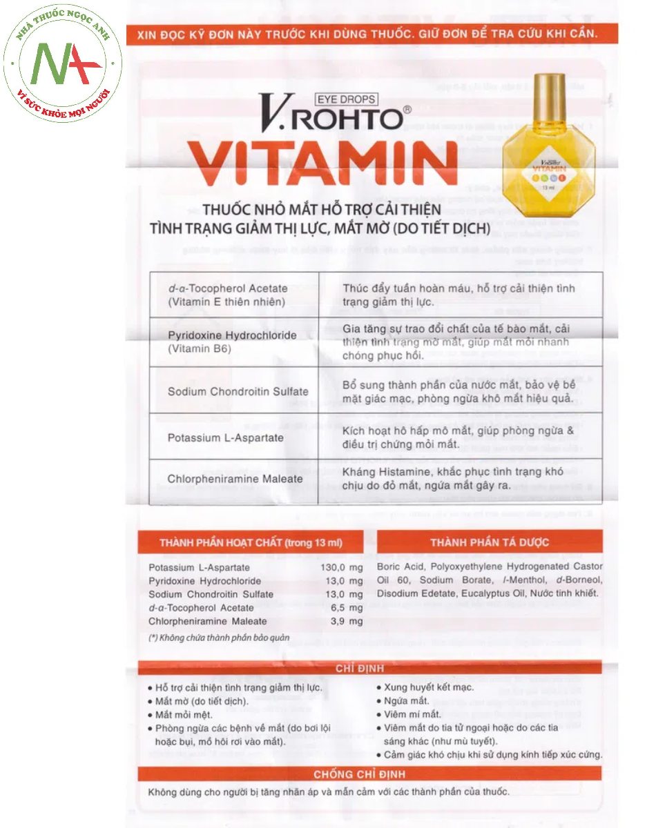 Hướng dẫn sử dụng V Rohto Vitamin
