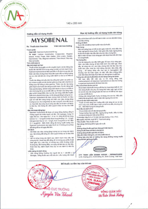 Hướng dẫn sử dụng thuốc Mysobenal