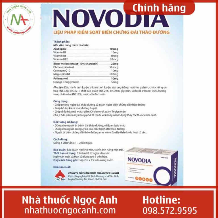 Novodia Thuốc Novodia là thuốc gì, có tác dụng gì, giá bao nhiêu, mua ở đâu