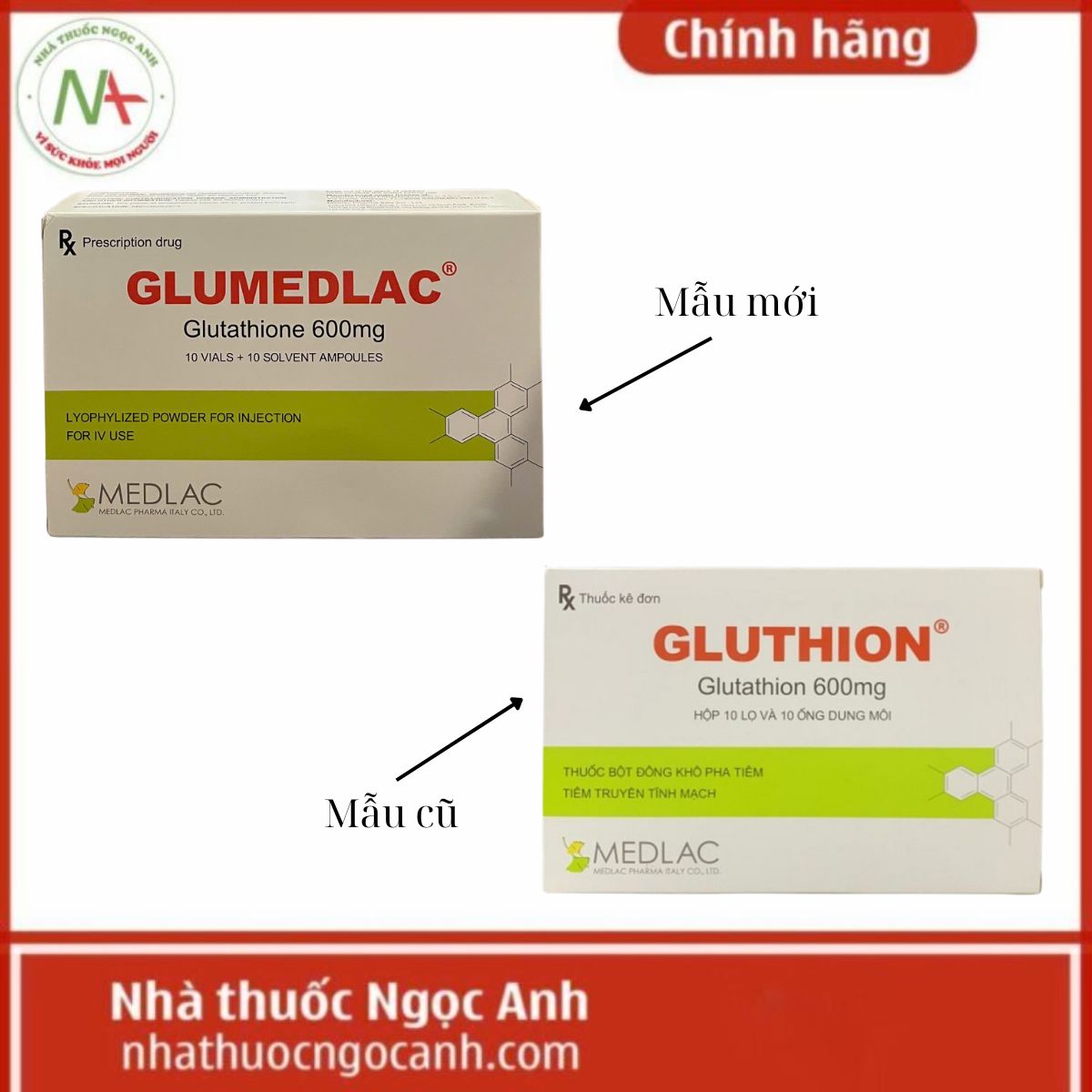 Thông báo thay đổi mẫu mã Gluthion 600 Medlac thành Glumedlac 600