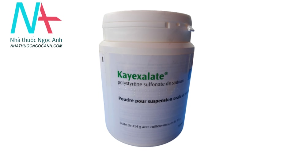 Sodium polystyrene sulfonate (Kayexalate) bỏ kali qua đường ruột, trao đổi với ion canxi 