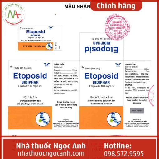 Nhãn thuốc Etoposid Bidiphar