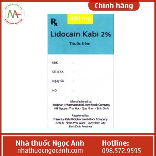 Hộp thuốc Lidocain Kabi 2% 400mg/20ml