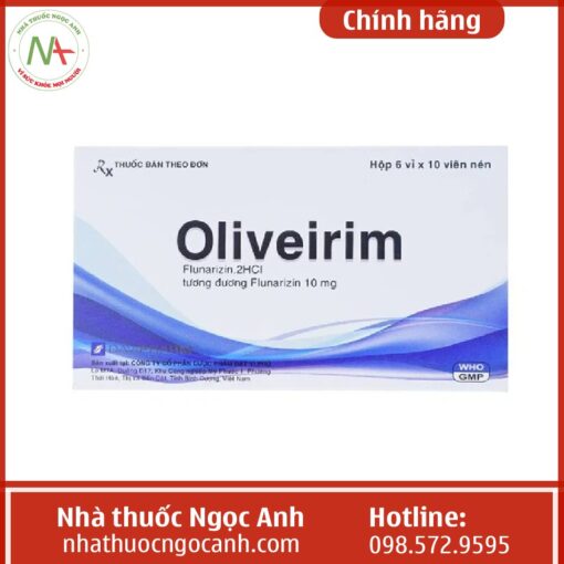 Công dụng OLIVEIRIM (Viên nén Flunarizin 10 mg)