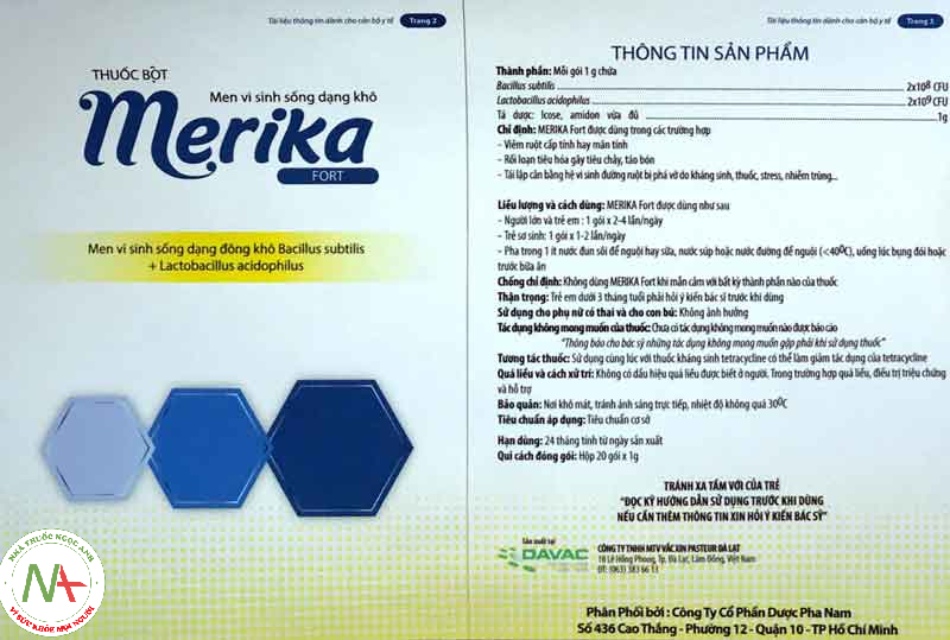 Tờ hướng dẫn sử dụng Merika Fort