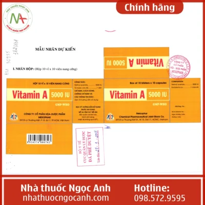 Nhãn thuốc Vitamin A 5000 IU Mekophar