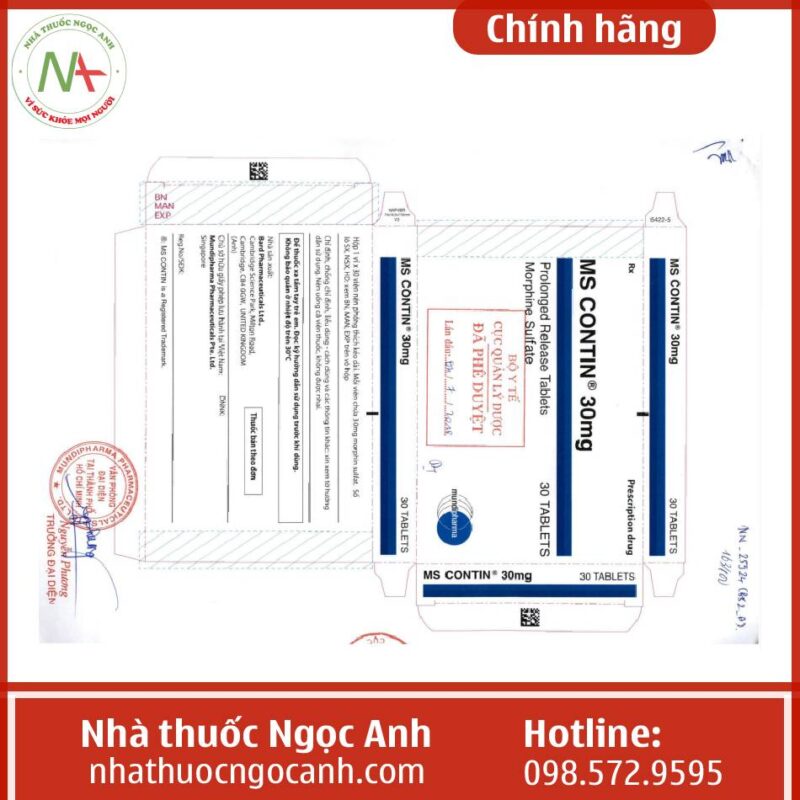 Contin Thuốc MS Contin 30mg có tác dụng gì, mua ở đâu, giá bao nhiêu?