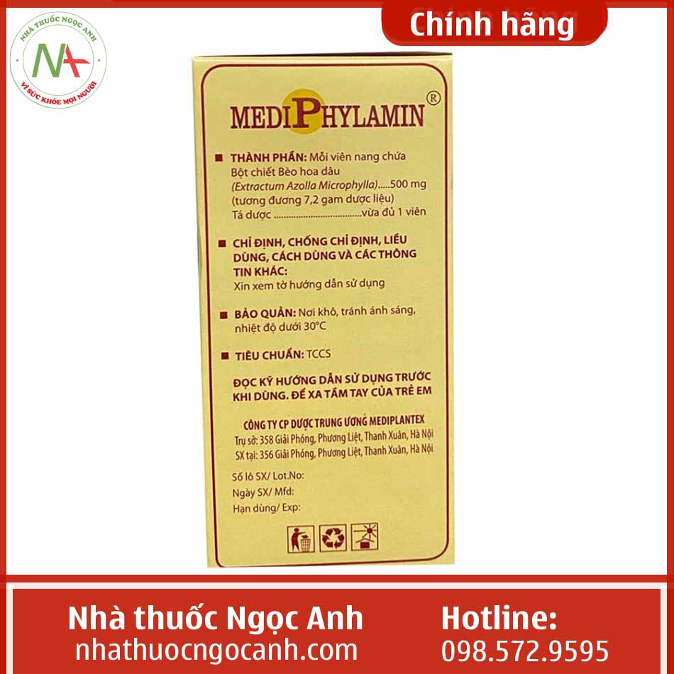 Hộp thuốc Mediphylamin 500mg