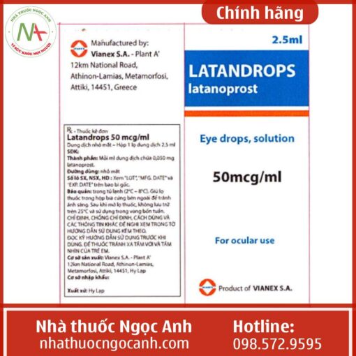 Thuốc nhỏ mắt Latandrops 50mcg/ml