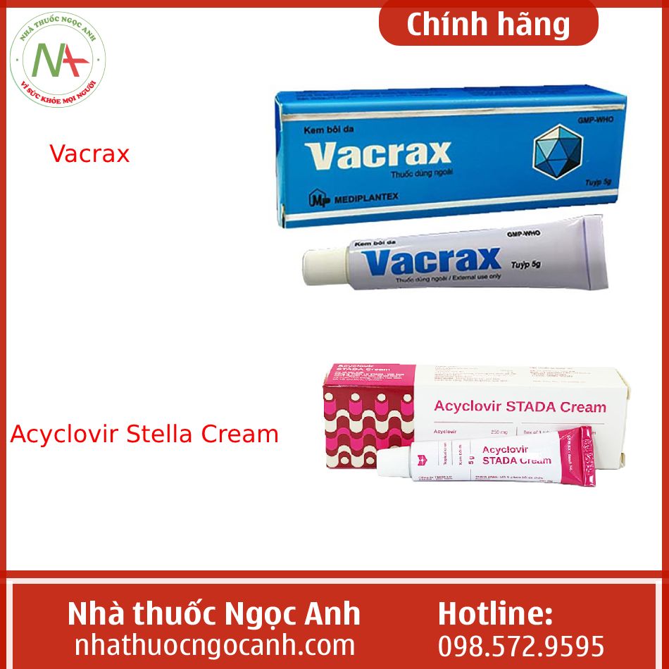 Vacrax và Acyclovir Stella Cream