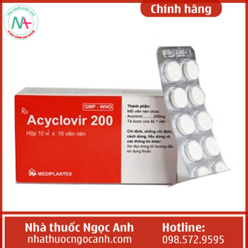 Hộp và vỉ thuốc Acyclovir 200.