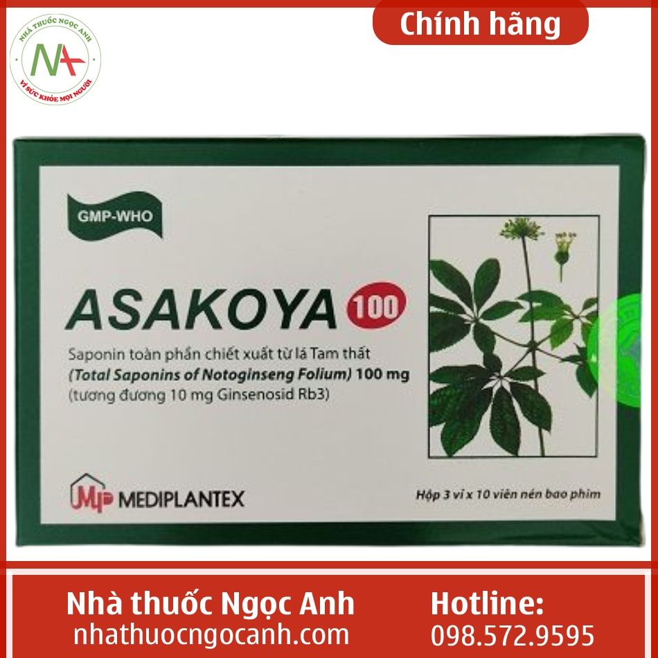 Thành phần chính của thuốc Asakoya 100mg Mediplantex là gì?
