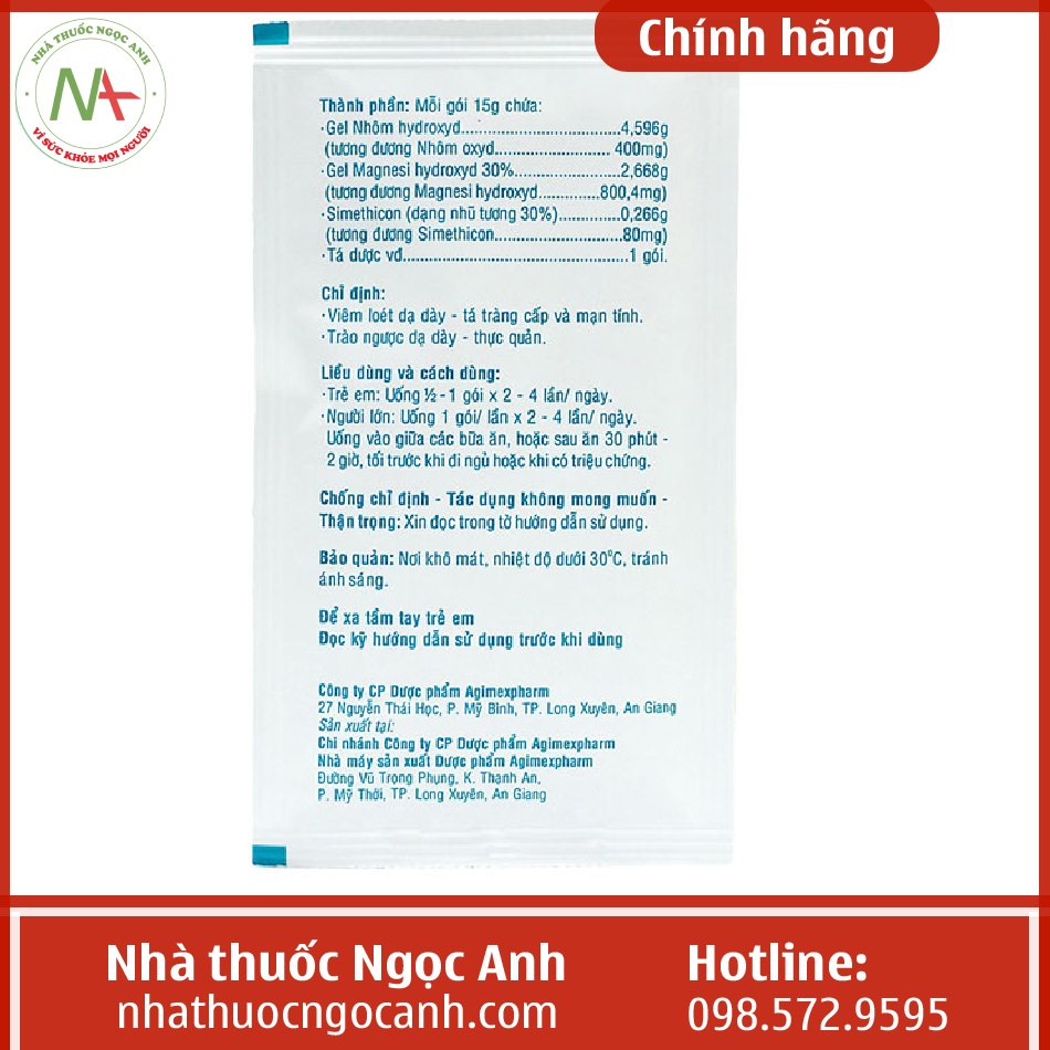 mặt sau gói thuốc Alumag-S