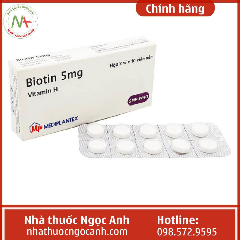 Thuốc Biotin 5mg Mediplantex: Công dụng, mua ở đâu, giá bao nhiêu