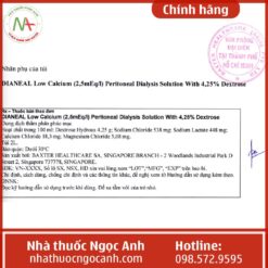 nhãn phụ Dianeal low cacium (2.5mEql) peritoneal dialysis solution with 4.25% dextrose