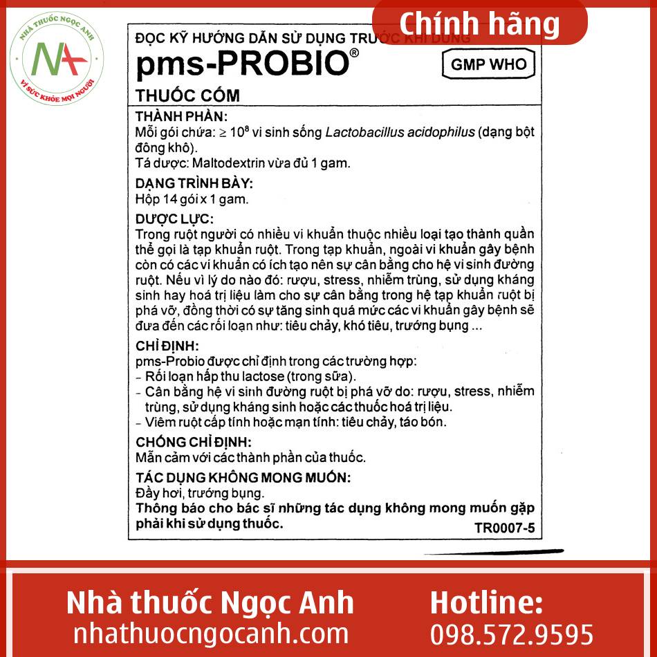 Hướng dẫn sử dụng thuốc Pms-Probio