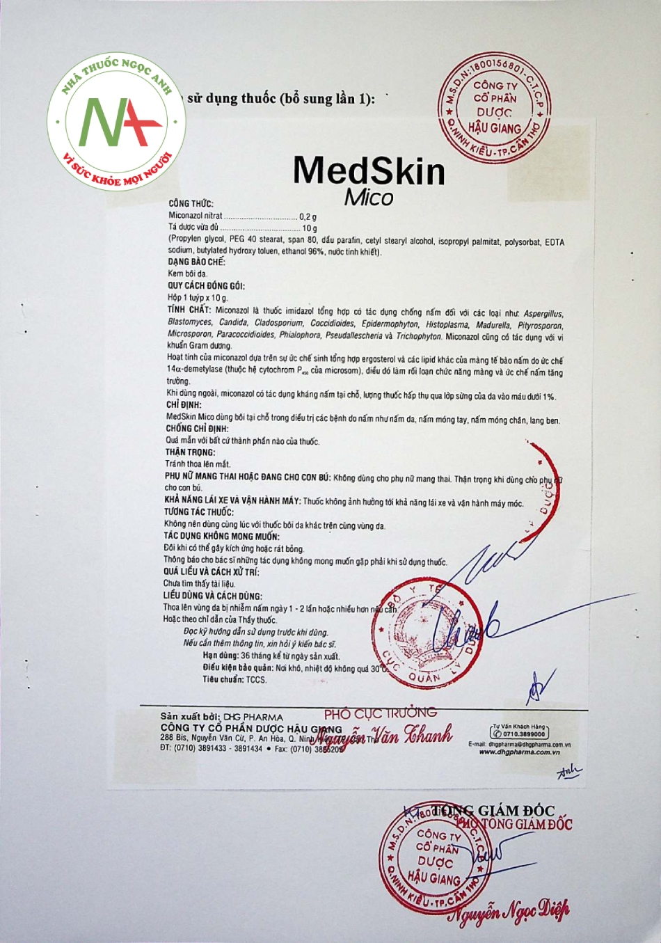 Hướng dẫn sử dụng thuốc Medskin Mico